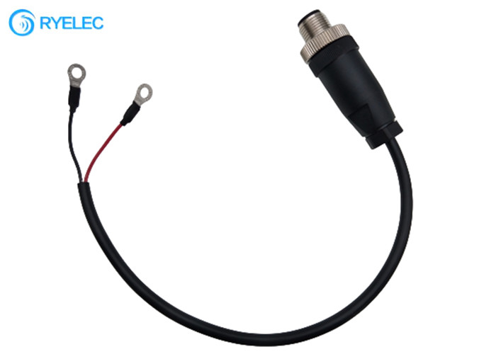 Tinned Plated 22-18 Ring Terminal To M12 4P Male Connector With 2464 22AWG Jacket Cable