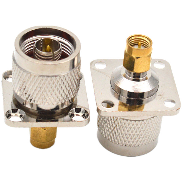 N Male To SMA Male L16 -Flange Fixed  Electrical RF Antenna Connector