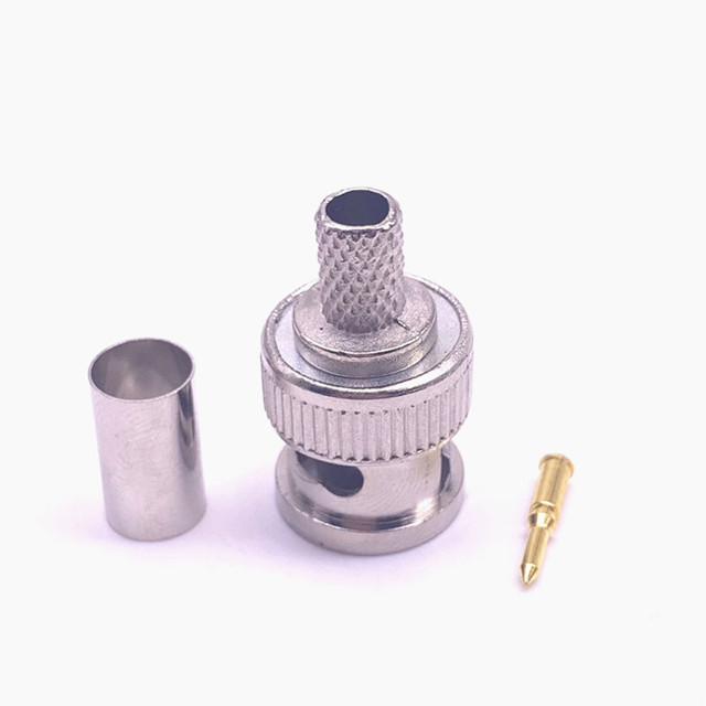 BNC Male Crimp RG58 RF Antenna Connector PTFE Insulator