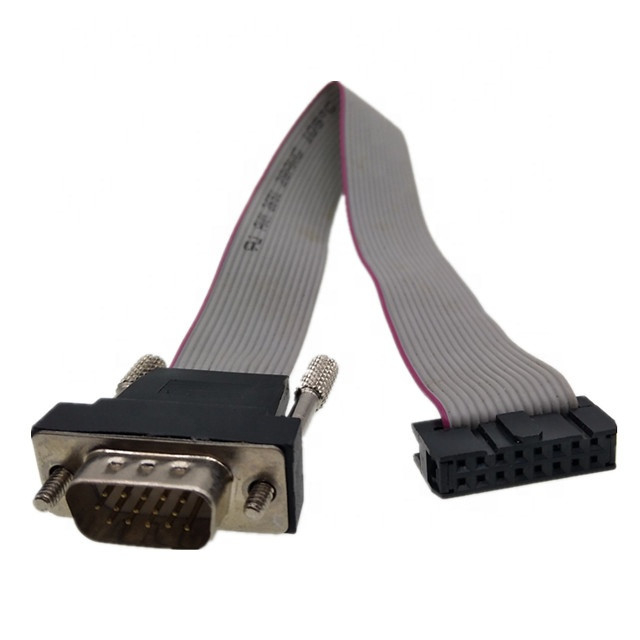 2.54mm Pitch 2x8P IDC To 15P HDB DVI VGA UL2651 AWG28 Flat Ribbon Cable Assembly
