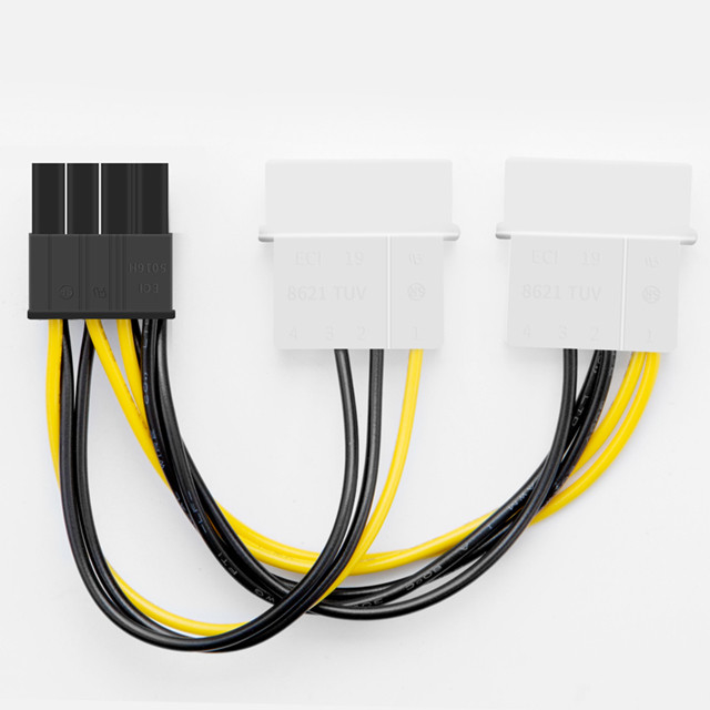 Dual 4 Pin Molex To 8 Pin Pcie Power Cable For Video Graphics Card