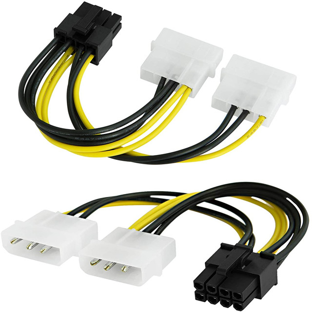 Dual 4 Pin Molex To 8 Pin Pcie Power Cable For Video Graphics Card