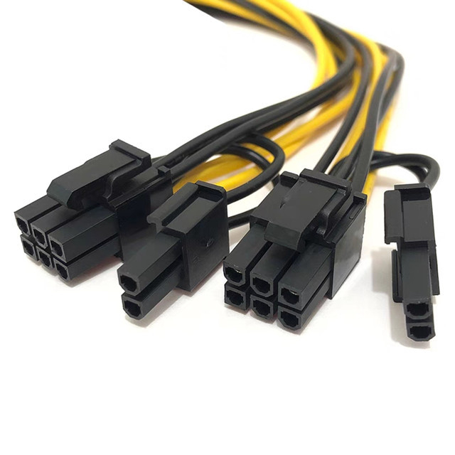 Pcie 6pin Male To Dual 8pin Male Gpu Power Cable Splitter 18awg 100MM 20CM