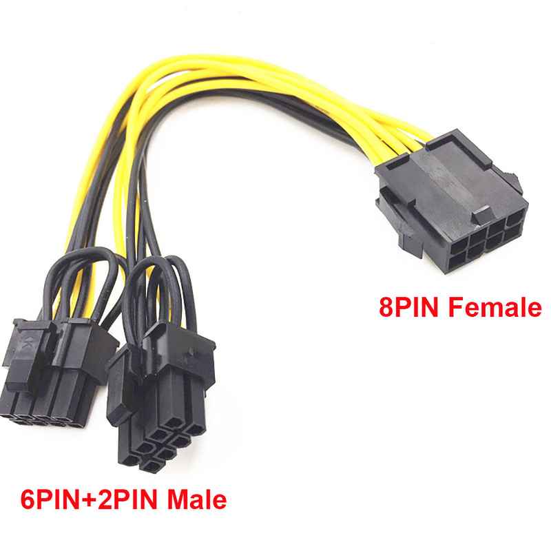 Pcie 8pin Female To Dual PciE 6 2pin Male Vga Splitter Power Converter Cable 18awg 20cm For Graphics Gpu Video Card