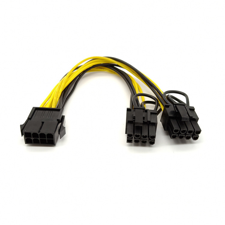 Pcie 8pin Female To Dual PciE 6 2pin Male Vga Splitter Power Converter Cable 18awg 20cm For Graphics Gpu Video Card