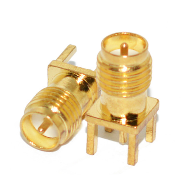RP SMA Female Converter Through Hole Gold Plated RF Antenna Connector  For Pcb Mount