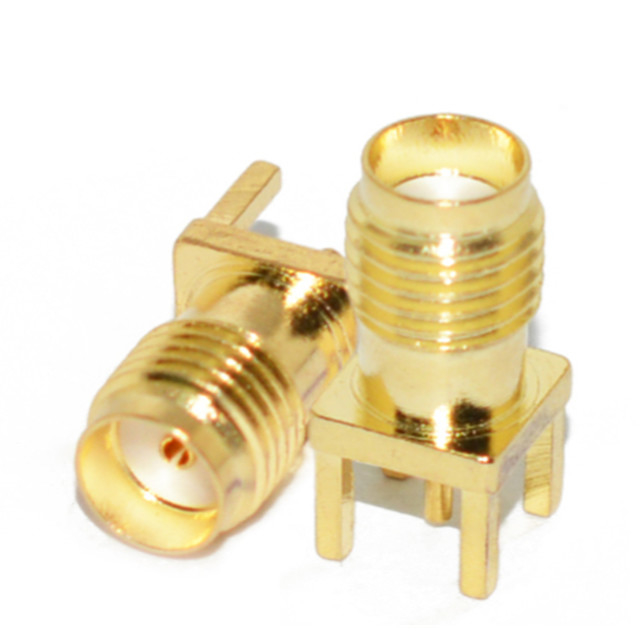 Gold Plated Sma Female Jack Bulkhead Rf Coax Connector For Dip Pcb Mount