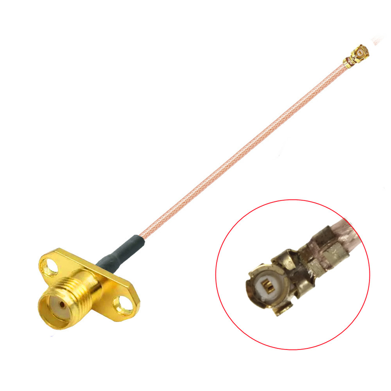 U.FL IPEX1 Female To SMA Female 2 Hole Flange Panel Mount RG178 Pigtail Coaxial Cable