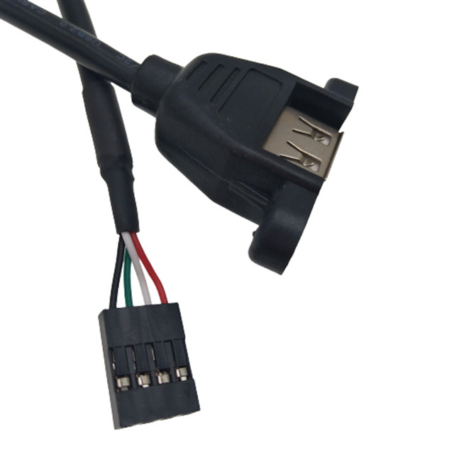 USB2.0 Main Board 4pin 2.54mm Dupont To Usb2.0 Female Usb Panel Mount Cable