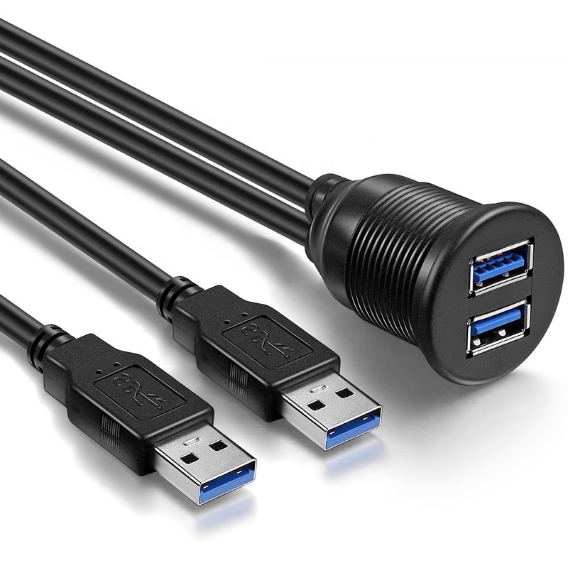2 Ports AUX Flush Mount Usb Extension USB 3.0 Male To Female