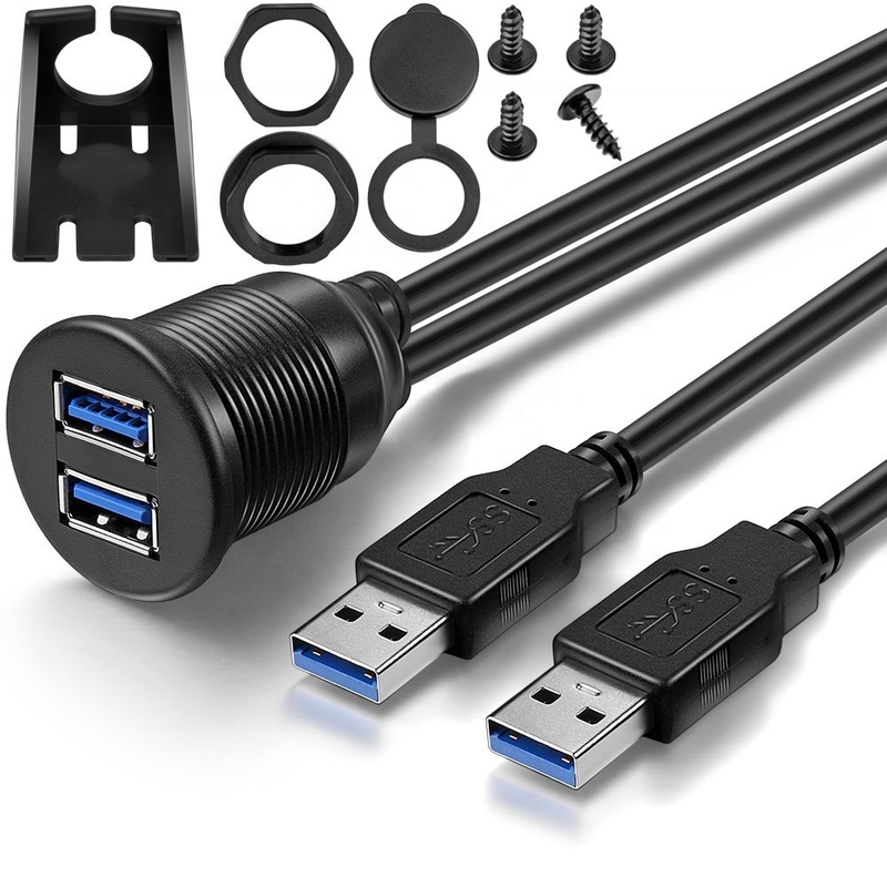 2 Ports AUX Flush Mount Usb Extension USB 3.0 Male To Female