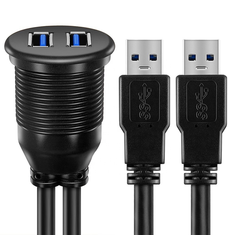 2 Ports AUX Flush Mount Usb Extension USB 3.0 Male To Female