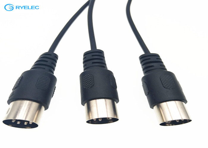 Vehicle / Camera Custom Cable Assemblies 7 Pin Male Mini Din Connector